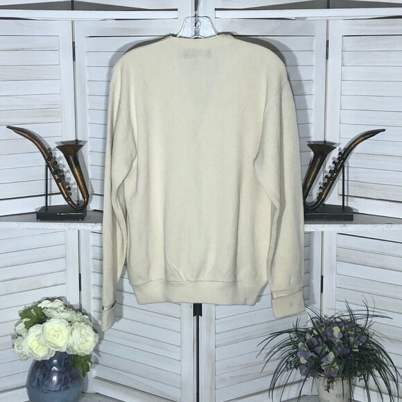 Vintage 80s 90s Cream Cardigan Made in USA Size Medium - Picture 2 of 9